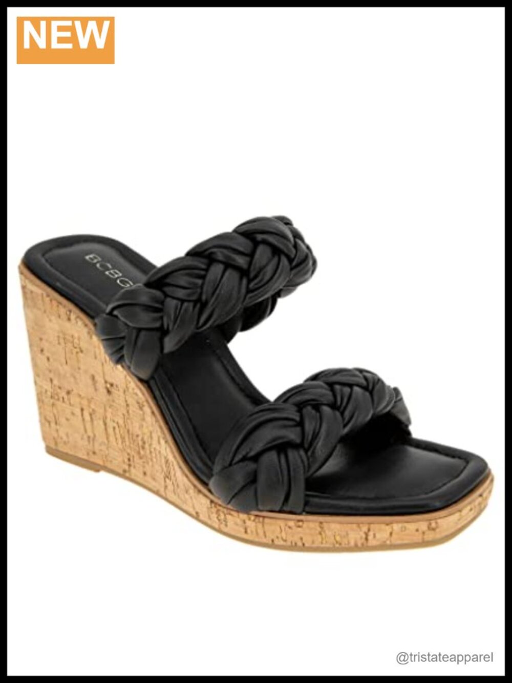 Synthetic Wedge Sandal Square Open Toe Ankle Strap Slip On